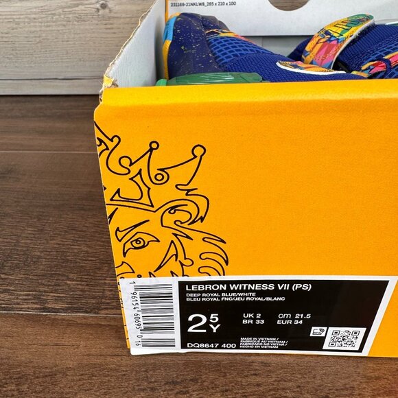Nike Lebron Witness 7 Kaleidoscope PS Size 2.5Y Deep Royal Blue White DQ8647 400 - Picture 9 of 9